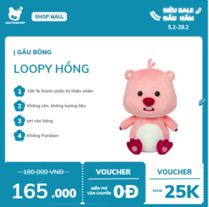 Gấu bông Loopy hồng