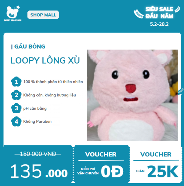 Gấu bông Loopy Lông Xù