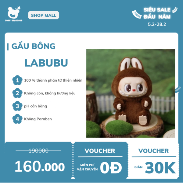 Labubu Gấu Bông Đồ chơi sang trọng cho trẻ em Quà tặng búp bê hoạt hình dễ thương