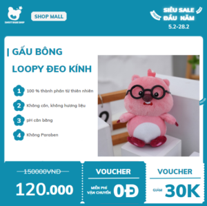 Gấu bông Loopy Đeo Kính