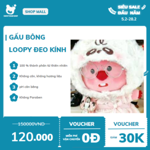 Gấu bông Loopy Đeo Kính